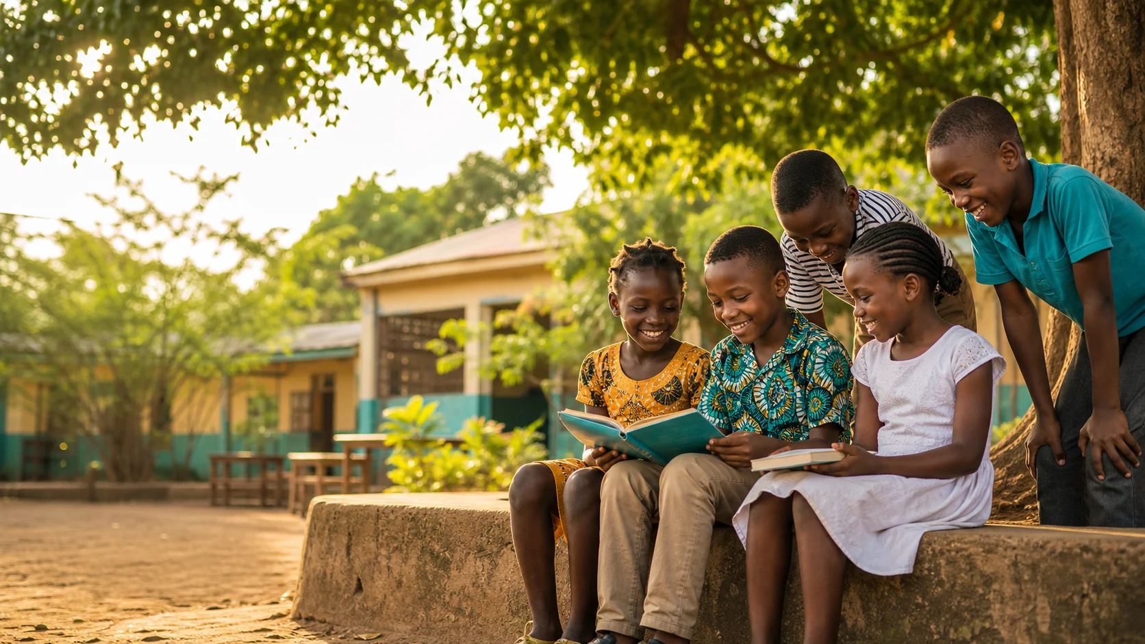 Children learning together outdoors